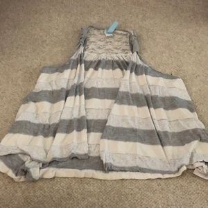 A gray and white shirt tank top cardigan